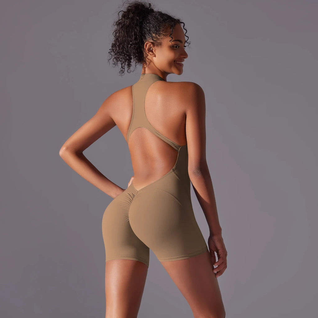 Half Zipper Gym Bodysuit